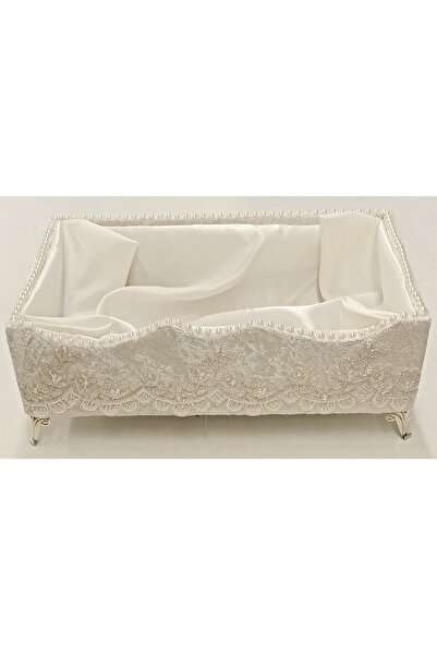 FNT Velvet Footed Laced Carved Towel Holder Organizer Makeup Box