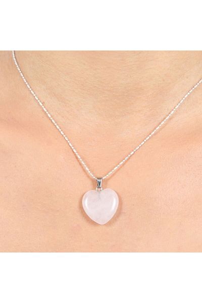 Mystic Energy Natural Stone Pink Quartz Heart Cut Necklace |   Gift Natural Stone