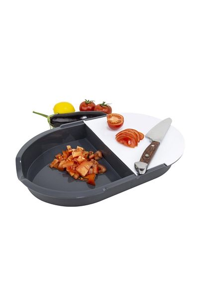 OMAK Plastic Cutting Board Chopping Board with Strainer and Chamber Picnic Salad Set Board
