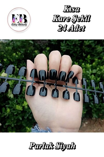 Easy Beauty 24 Adet Renkli Kare Kısa Takma Tırnak Seti 3 Alana Yapıştırıcı 6 ...