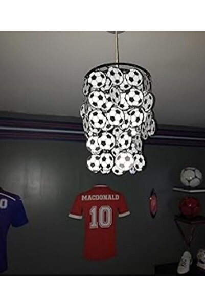 ASR Kırmızı Siyah Beyaz Futbol Topu Desenli Sarkıt Çocuk Odası Aydınlatma Avize Football Temalı Ürün