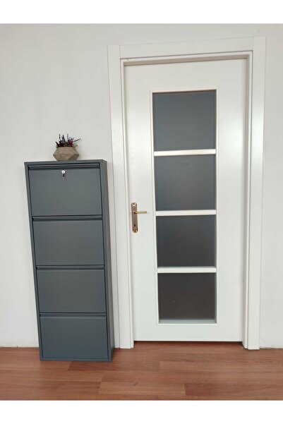 ACE 4'lü Metal Ayakkabılık Antrasit, Kilitli, Dört Bölmeli