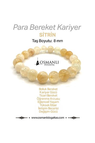 OSMANLI DOĞAL TAŞ Citrine Natural Stone Bracelet 8mm