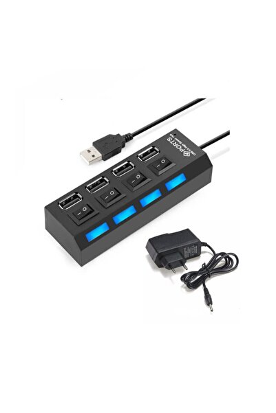 Koodmax 4 Port Usb Çoklayıcı Hub Işıklı On Off Düğmeli Adaptörlü - Chipli Ver...