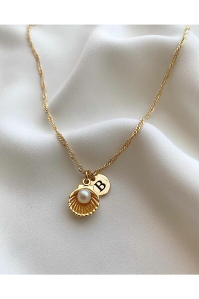 Asia by Leuvoié Asia Chic B Harfli Inci Istiridyeli Kolye