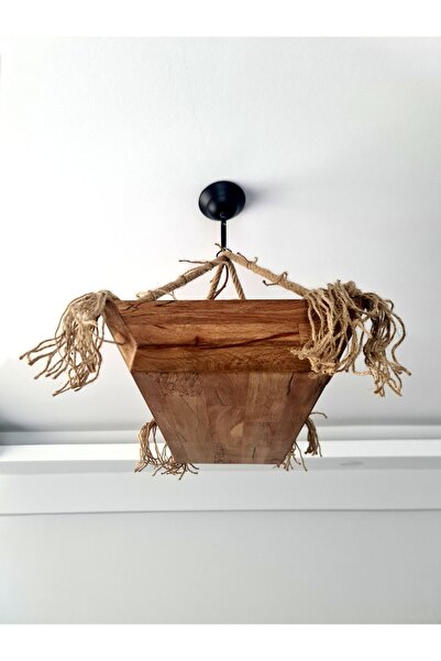 NLS Concept Handmade Ahşap Tavan Aydınlatma Avize Jüt halatlı standart 4 adet...