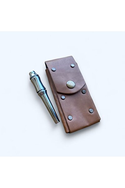 ByHediye Nargile Sipsi Gümüş Kaplama Ferman ve Kahverengi Deri Kılıf Kişiye Ö...