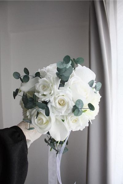 Flower Νυφική ​​ανθοδέσμη Rose Gala Eucalyptus