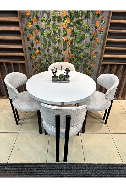 ULS AKSESUAR LOTUS YUVARLAK 4 KİŞİLİK MUTFAK MASASI TAKIMI