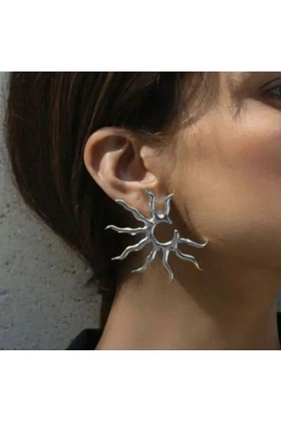 NİLLS STORE Imported Steel Silver Sun Earrings