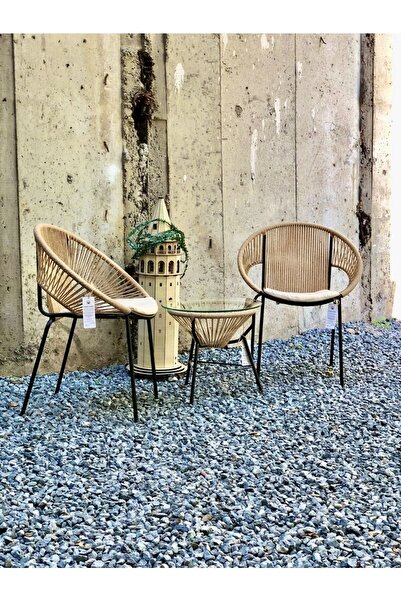 SandalyeSepeti Luna Acapulco Sandalye Hasır Örgü Minderli Takım