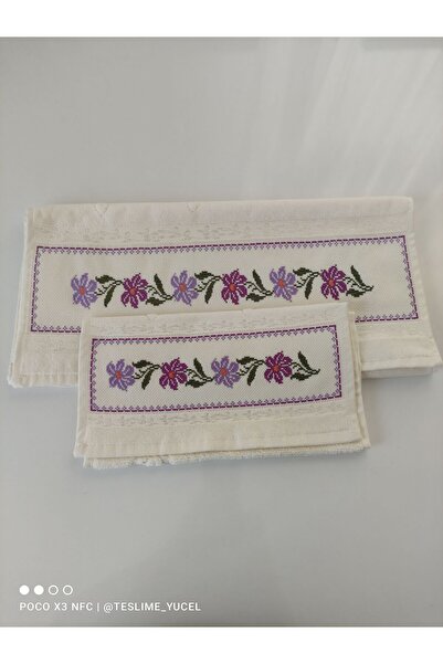 Etamin nakisim Nakışlı el ve mutfak havlusu takımı. El işlemesi. Analı kızlı ...