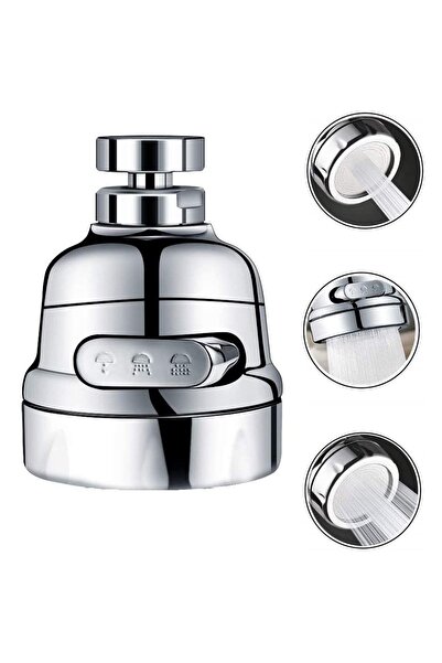 Berev Krom 3 Fonksiyonlu Mutfak Lavabo Başlığı 360 Derece Döner Musluk Ucu Ta...