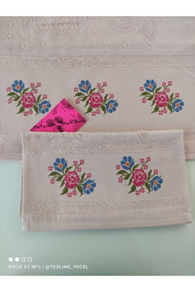 Etamin nakisim Nakışlı el ve mutfak havlusu takımı. El işlemesi. Analı kızlı ...