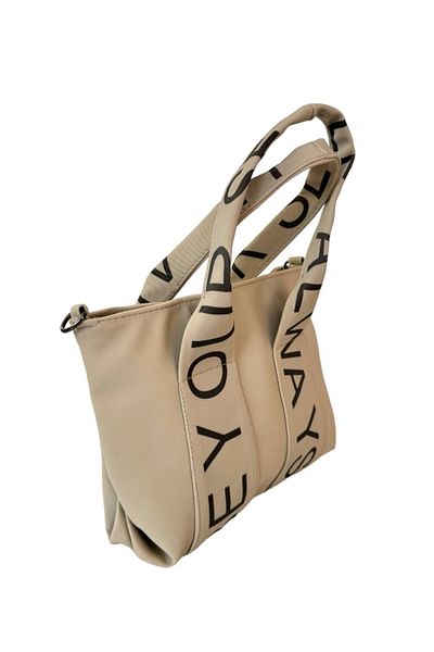 TOPLINE *Be Your Self Always* Text Fabric Hand and Shoulder Bag