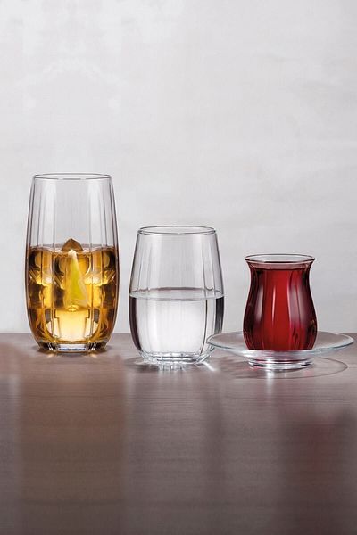 Paşabahçe طقم شاي ومشروب غازي لينكا (24 قطعة) P420405 & P420415