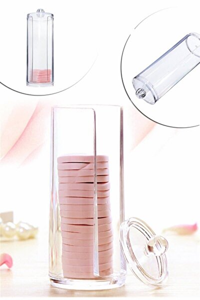 Emofom Kapaklı Disk Pamuk Organizer Makyaj Temizleme Pamuğu Düzenleyici Makyaj Organizeri