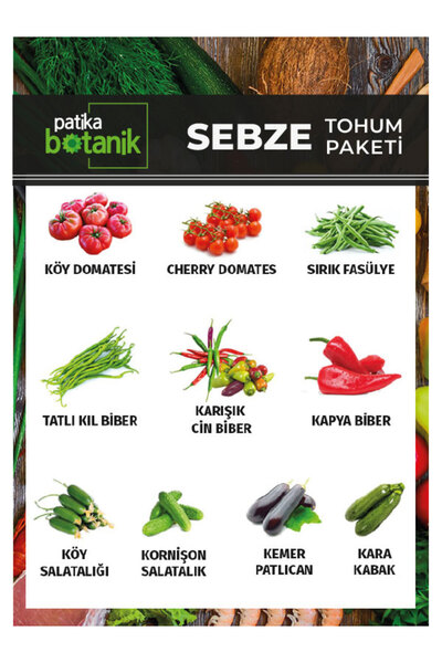 Patika Botanik 1.000 Tohum 10 Çeşit Sebze Tohum Paketi