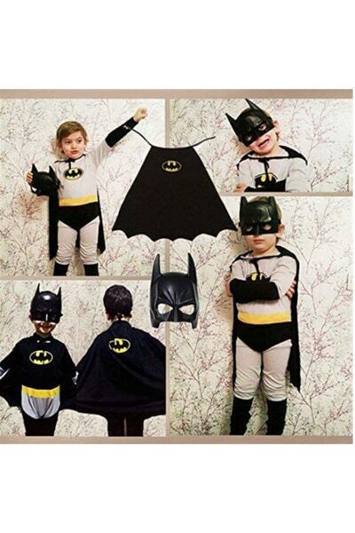 Muhtelif Batman Çocuk Kostümü Pelerinli Yarasa Adam Doğum Günü Kıyafeti Süper...