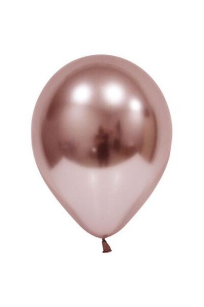 DÜVENCİ TİCARET بالون ذهبي وردي كروم مقاس 6 بوصة (قطعة من 10)