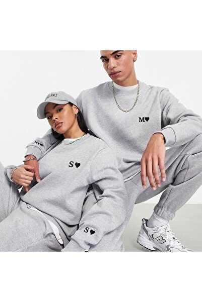 Genel Markalar Sevgili Çift Kombini Kişiye Özel Harf Baskılı 2'li Sweatshirt ...
