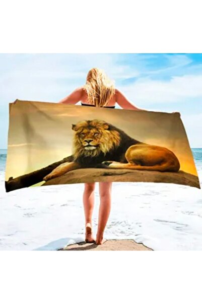 Elmas Dizayn 80*150 cm Digital Printed Beach and Bath Towel - Brown, White, B...
