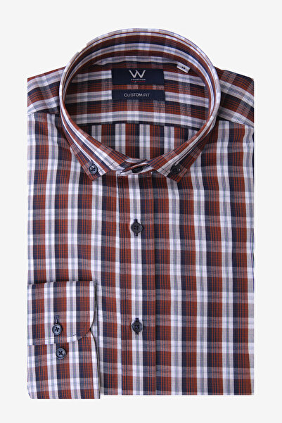 W Collection Kahverengi Ekose Casual Gömlek