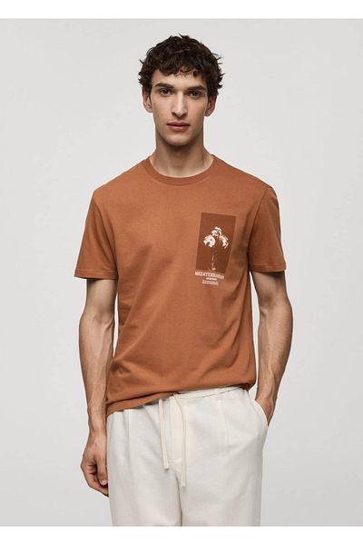 MANGO Man Koszulka z nadrukiem Slim Fit wykonana w 100% z bawełny