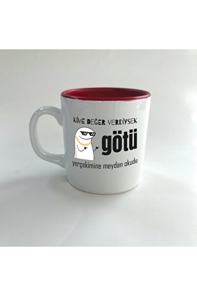 Kırtasiye Ofisi كوب أحمر متعدد الألوان مطبوع عليه "Who We Give Value We Defen...