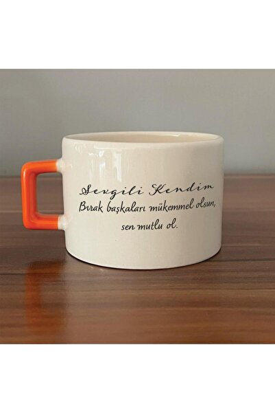 Kırtasiye Ofisi عزيزي نفسي، دع الآخرين يكونون مثاليين، كوب برتقالي مطبوع بمقب...