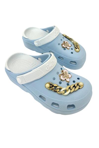 SOLAZER Papuci de damă cu talpă ortopedică albastră și albă - Slz00041