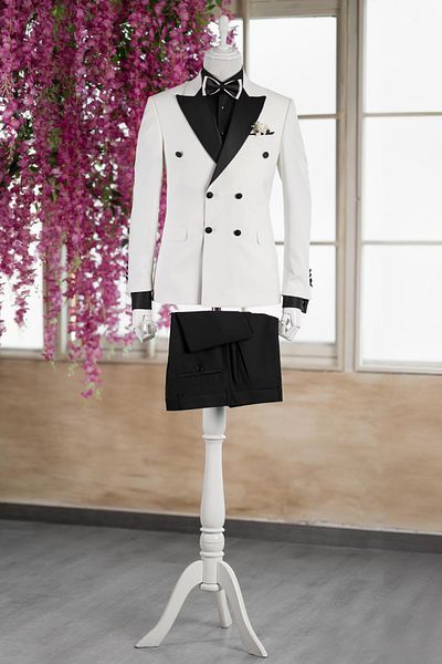 Carutte Light Dobby Pointed Collar Bow Tie Double Slit Slimfit Tuxedo Suit