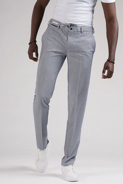 Ecer Thin Striped Slimfit Summer Jogger Pants - Half Elastic Waist, Thread Detail