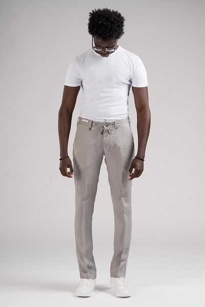 Ecer Raw Linen Jogger Pants - 100% Linen, Slimfit, Elastic Waist and Thread