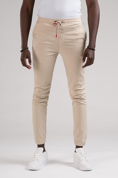 FBI Παντελόνι Jogger Canvas Slimfit - Στενό και ελαστικό πόδι, σχέδιο μέσης με κλωστή