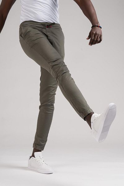 FBI Παντελόνι Jogger Canvas Slimfit - Στενό και ελαστικό πόδι, σχέδιο μέσης με κλωστή