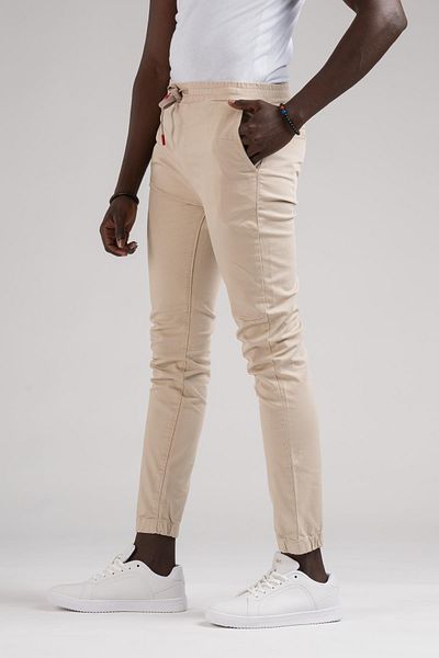 FBI Παντελόνι Jogger Canvas Slimfit - Στενό και ελαστικό πόδι, σχέδιο μέσης με κλωστή