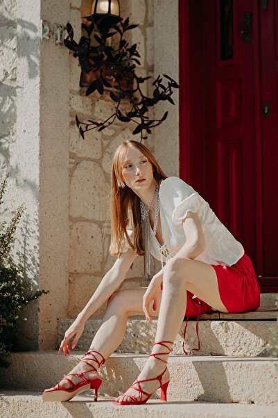 Gate29 Classic Red Heeled Shoes Sandals - Strappy and Drawstring Gate Shoes