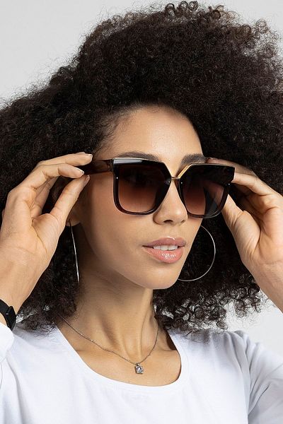 Polo55 Brown Large Case Women's Sunglasses with Gold Detail