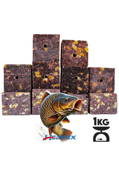 Hedyex 1kg Sazan Küspesi Delikli Küp Çilekli Mısır Küspesi Kare