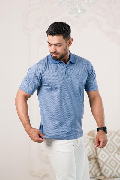 Woolen World Ανδρικό μπλουζάκι Regular Fit Classic - Με γιακά και τσέπες, με σχέδιο