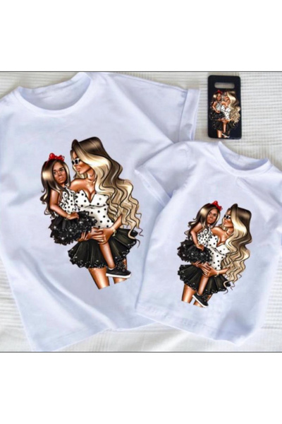 tunay moda مجموعة عيد رأس السنة الجديدة - تي شيرت للأم والابنة (سعر الكمية)