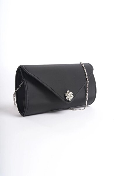 Moda Değirmeni محفظة فستان سهرة أسود من الساتان - BG1178-310-0005