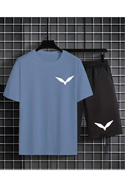 viptasarımtshirt Eagle Patterned T-Shirt and Shorts Set