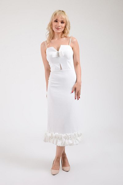 SpringStore Rochie de seara cu fundita ecru