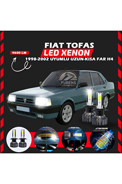 Furens Fiat Tofaş Uzun - Kısa Far Uyumlu Şimşek Etkili Led Xenon Pro Series H4