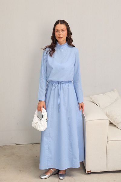 Melike Tatar BLUE BABY Jewelled Poplin Skirt Set - 32-2098