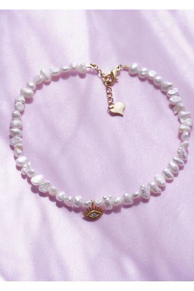 AŞIK ACCESSORIES Natural Pearl Anklet Eye Bag