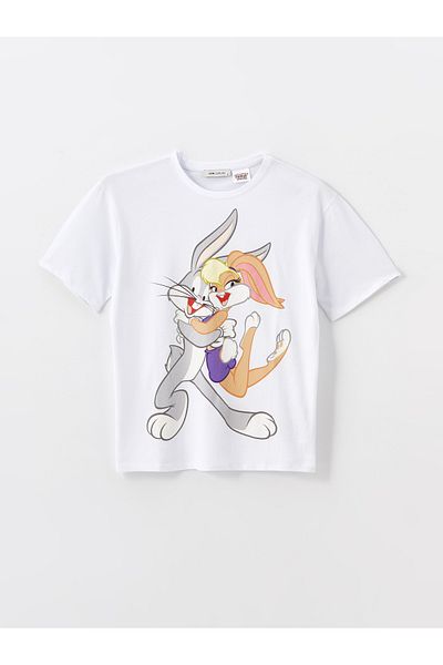 LC Waikiki Oversize dámské tričko Bugs Bunny s potiskem – kulatý výstřih, krátký rukáv