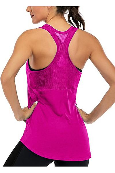 GHASSY CO. Ghassy Co. Women's Racerback Back Open Semi Mesh Training Yoga Running Sports Athlete Tank Tops 1780